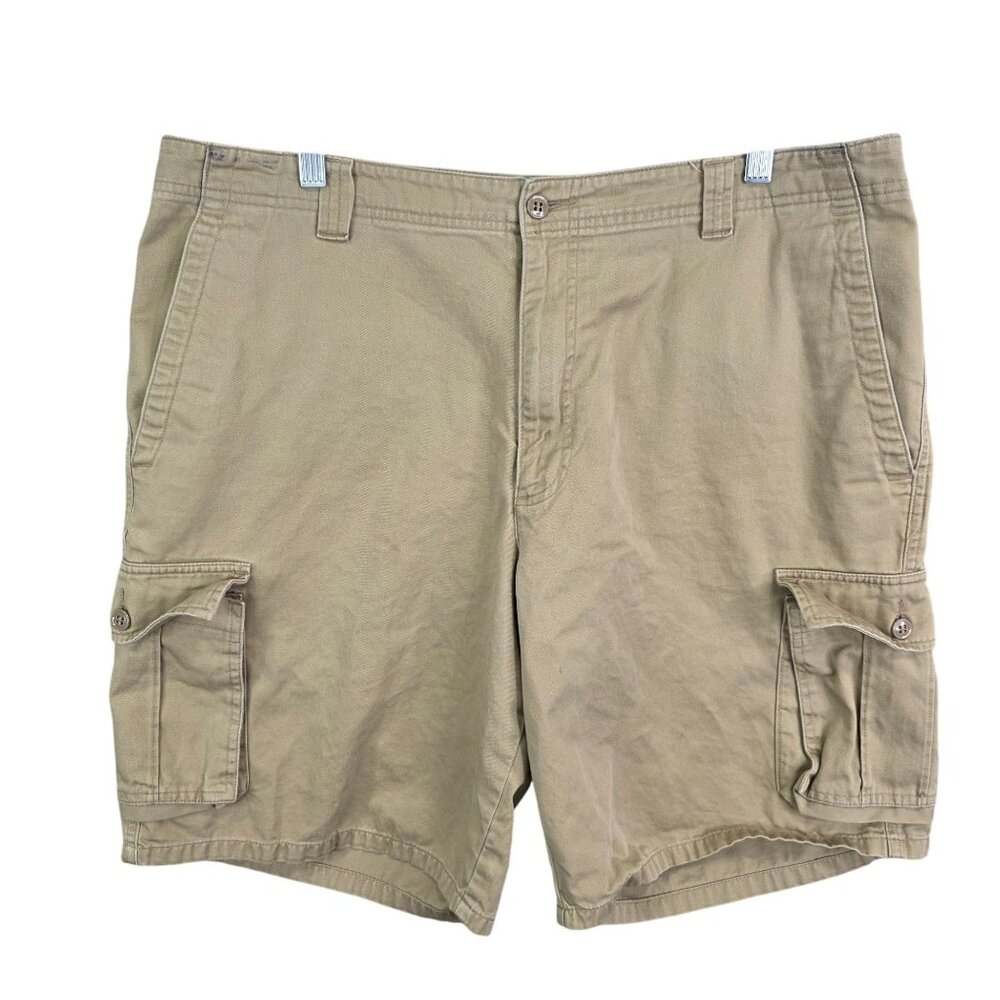 Mens Dockers Khaki Brown Cargo Shorts Cotton 10" Inseam Flat Front Size 38